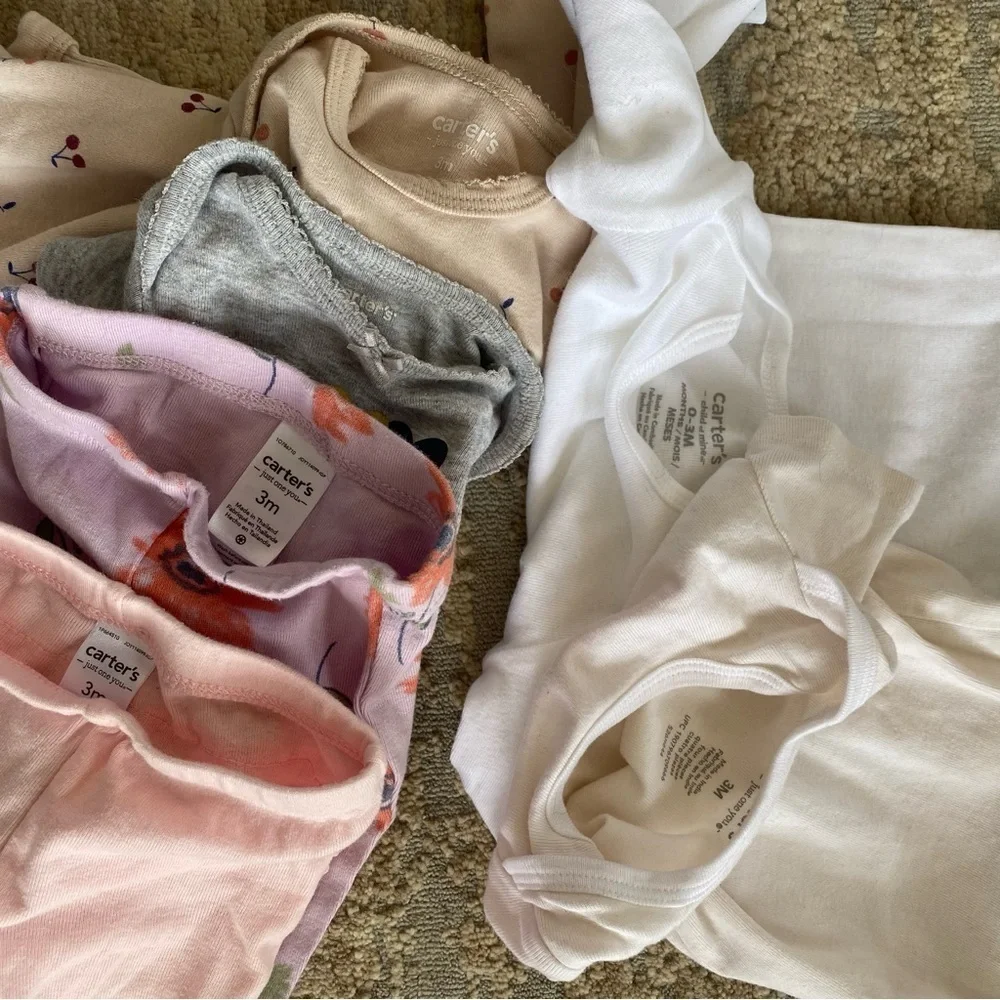 Carters 3 months Baby Girl Bundle of Onesies Leggings Pants